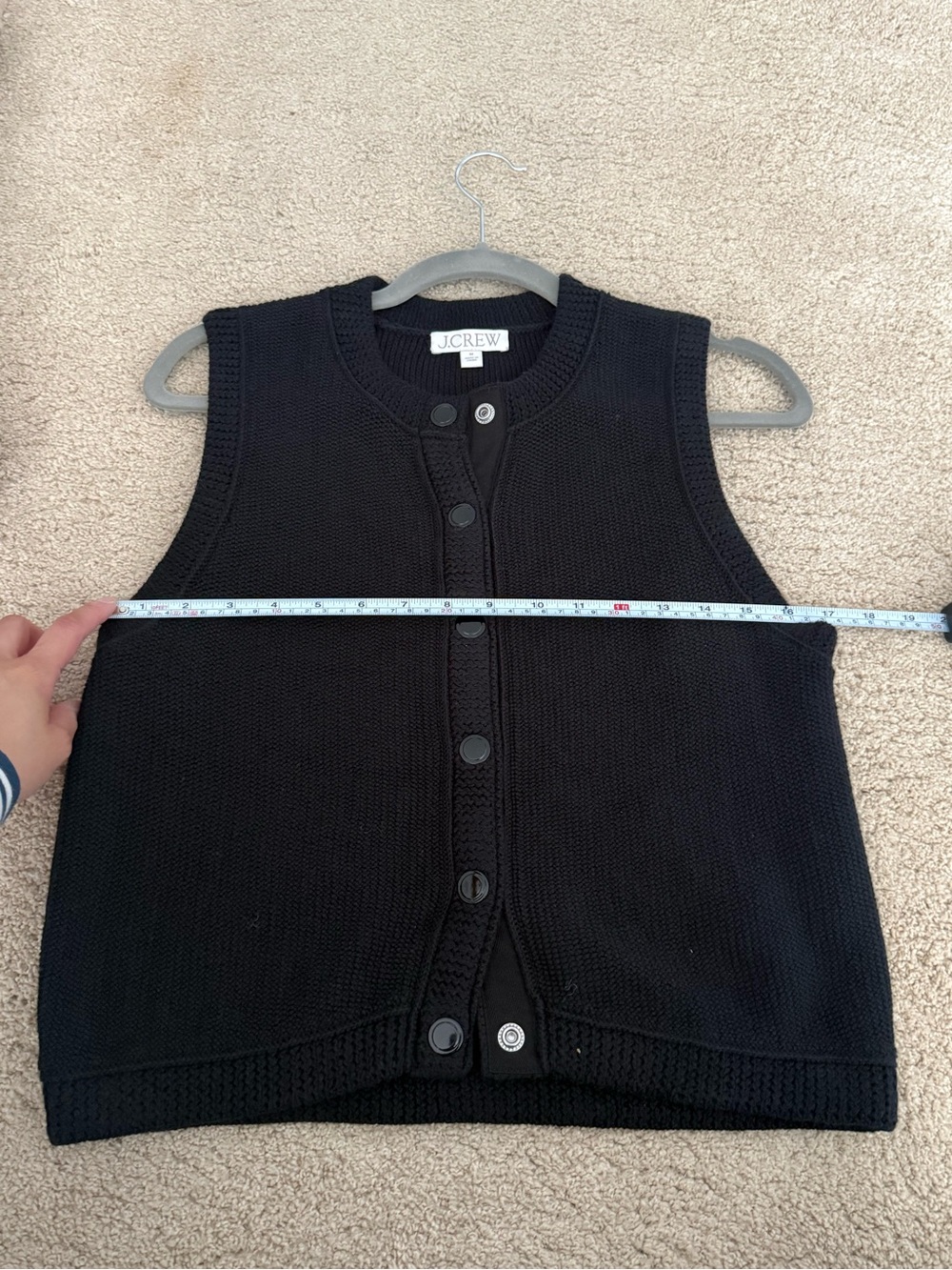 NWOT J.Crew Cropped Black Knit Button-Front Sweater Shell - Picture 5 of 8